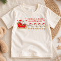 I Believe In Santa You Silly Goose Shirt, Santa Sleigh Ducks Kids T-Shirt, Goose Sled Team Toddler Tee, Funny Holiday Graphic Top, Xmas Gift — product view 1