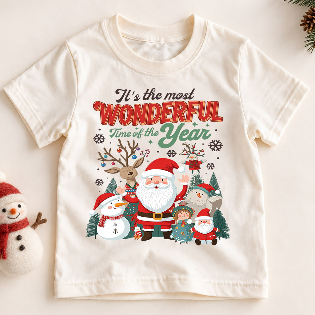 It's the Most Wonderful Time of the Year Kids Shirt, Cute Holiday Characters Graphic Tee, Festive Winter Outfit, Christmas Gift for Toddlers — product view 2