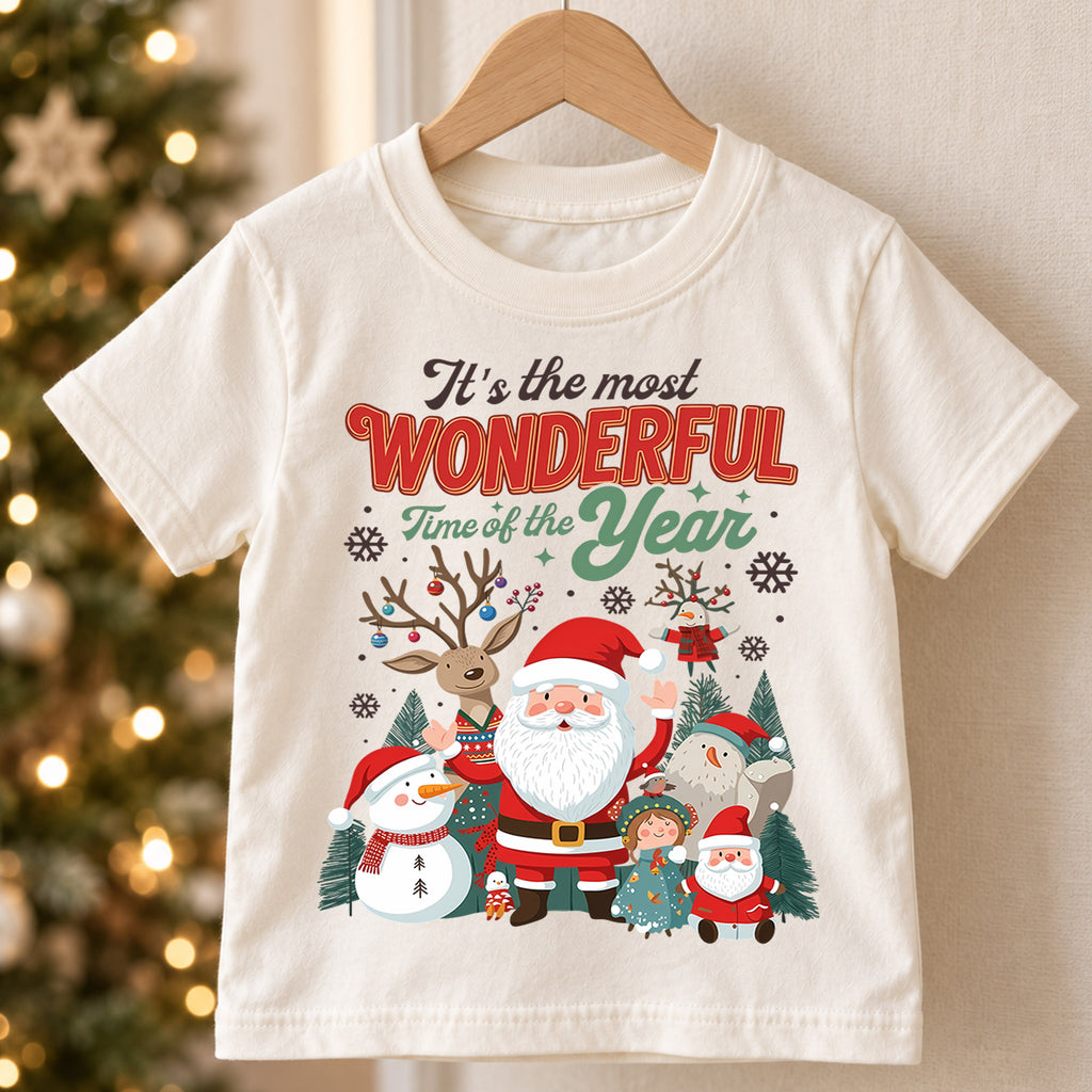 It's the Most Wonderful Time of the Year Kids Shirt, Cute Holiday Characters Graphic Tee, Festive Winter Outfit, Christmas Gift for Toddlers — product view 5