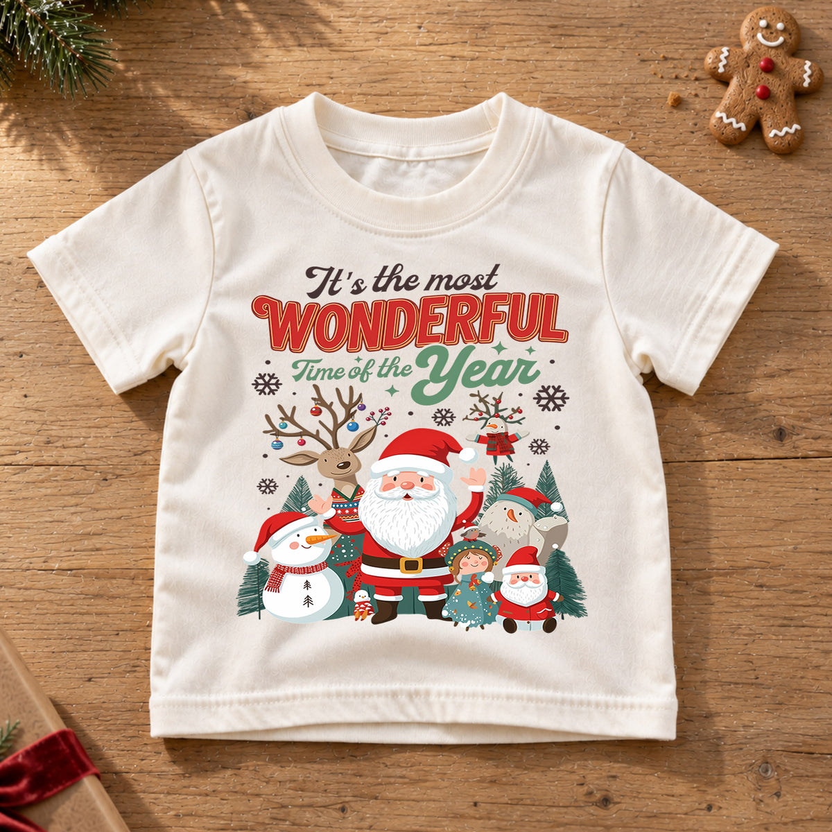 It's the Most Wonderful Time of the Year Kids Shirt, Cute Holiday Characters Graphic Tee, Festive Winter Outfit, Christmas Gift for Toddlers — product view 6