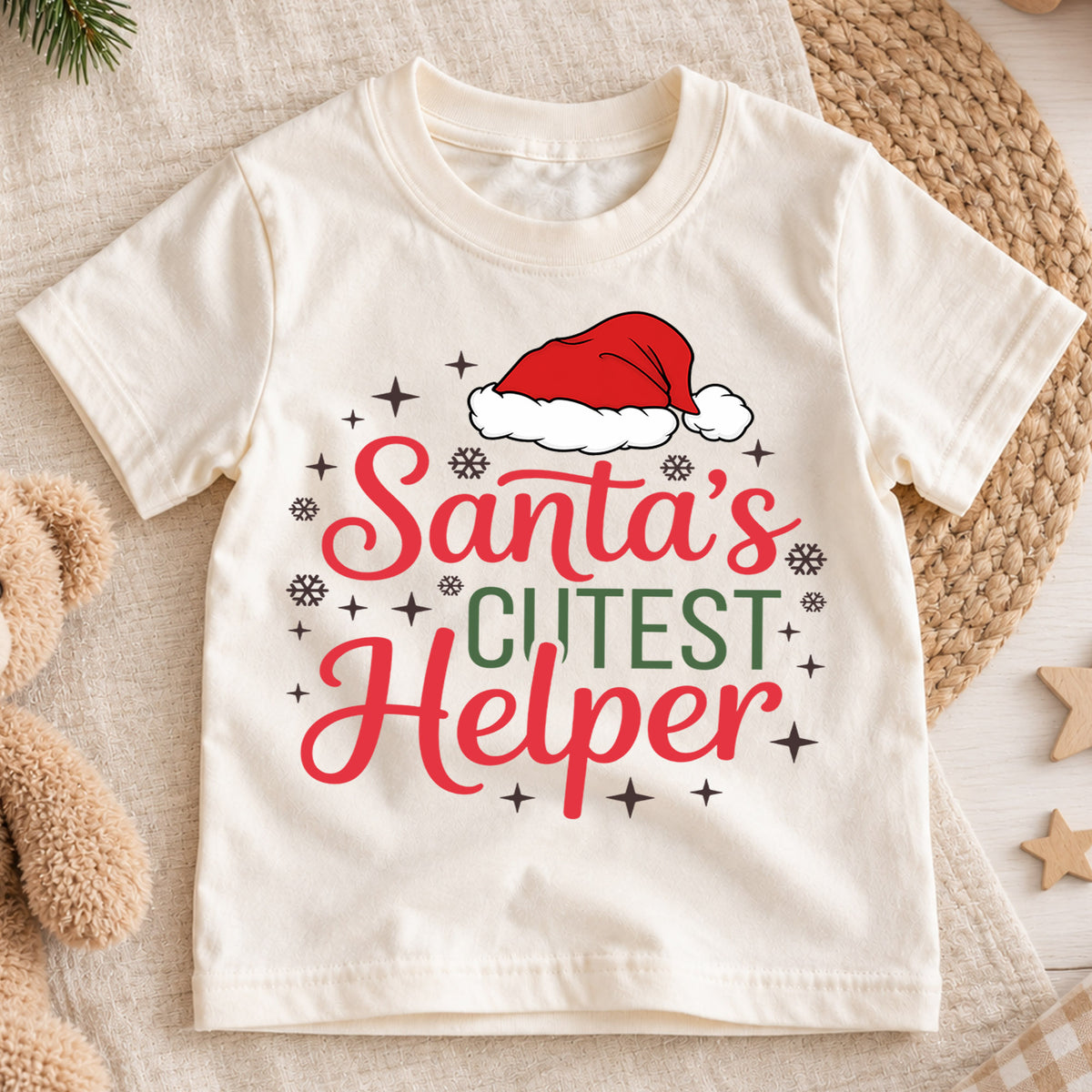 Santa's Cutest Helper Christmas Shirt, Cute Festive Holiday Kids Tee, Sweet Winter Outfit for Baby, Christmas Gift for Little Ones — product view 1