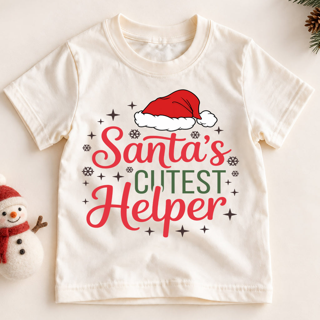 Santa's Cutest Helper Christmas Shirt, Cute Festive Holiday Kids Tee, Sweet Winter Outfit for Baby, Christmas Gift for Little Ones — product view 2