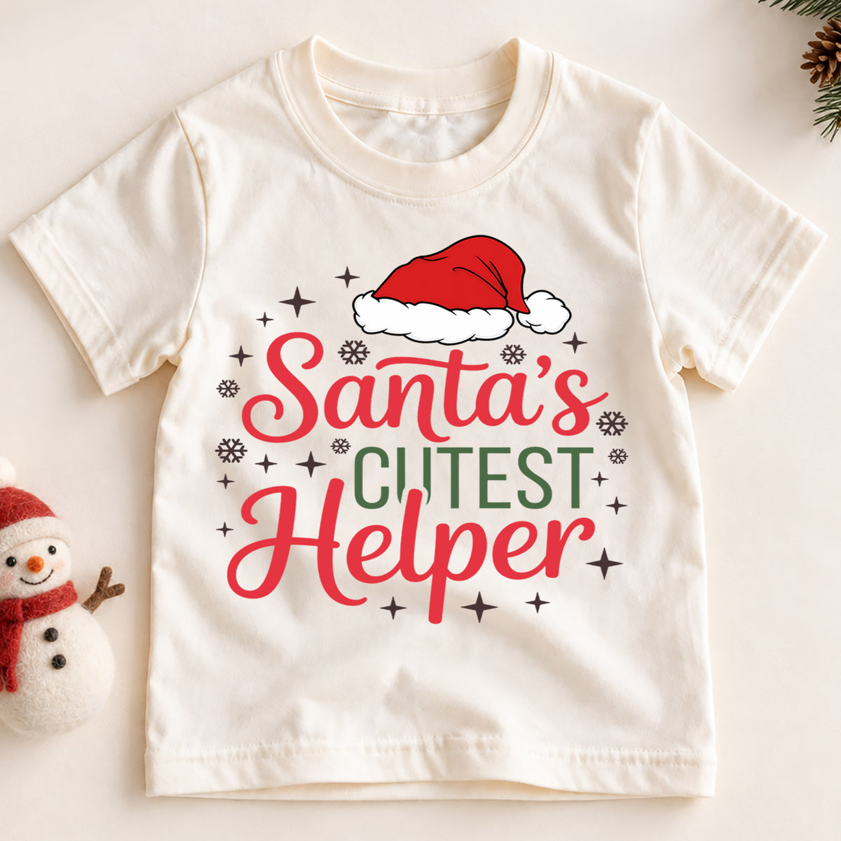 Santa's Cutest Helper Christmas Shirt, Cute Festive Holiday Kids Tee, Sweet Winter Outfit for Baby, Christmas Gift for Little Ones — product view 2