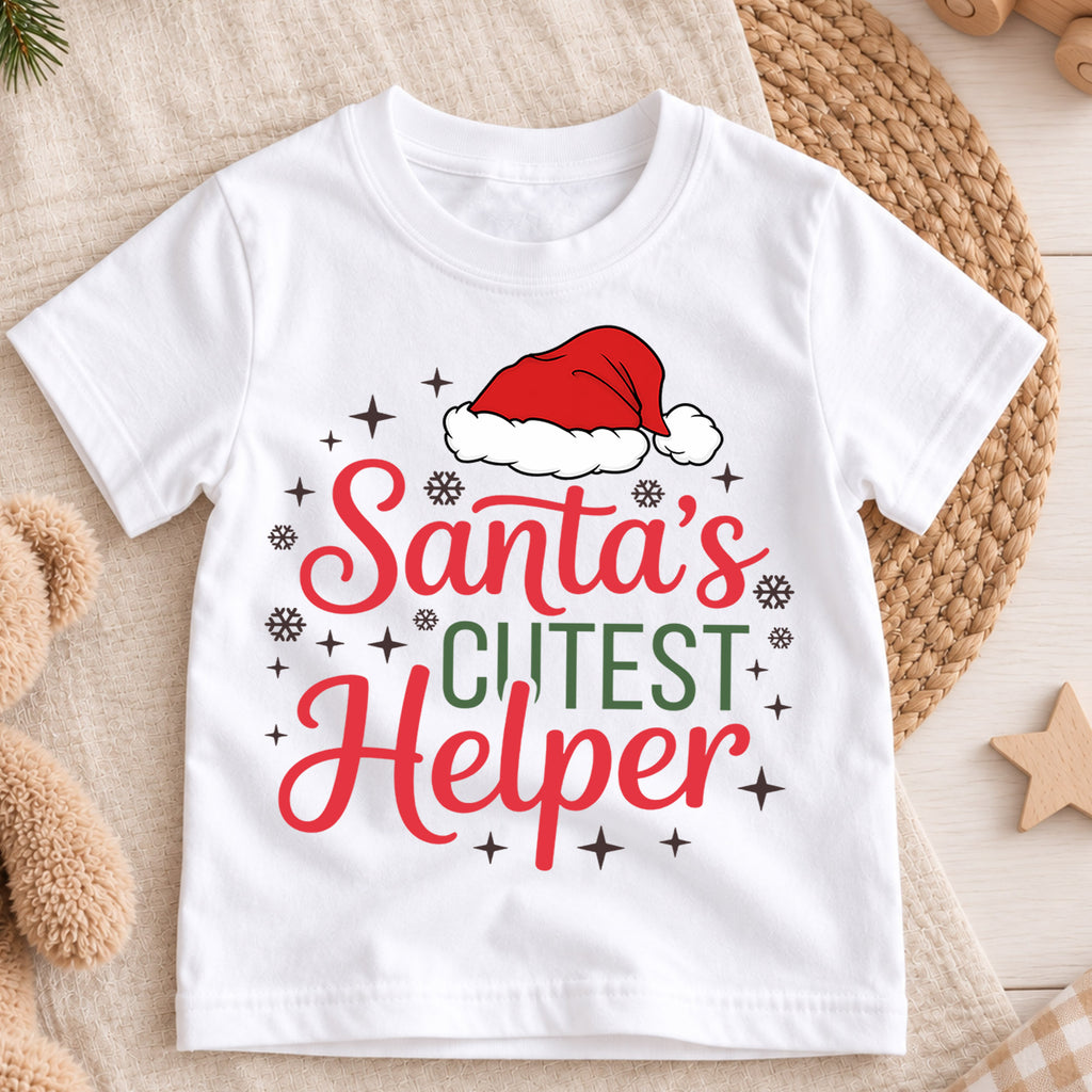 Santa's Cutest Helper Christmas Shirt, Cute Festive Holiday Kids Tee, Sweet Winter Outfit for Baby, Christmas Gift for Little Ones — product view 3