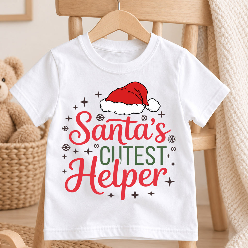 Santa's Cutest Helper Christmas Shirt, Cute Festive Holiday Kids Tee, Sweet Winter Outfit for Baby, Christmas Gift for Little Ones — product view 4