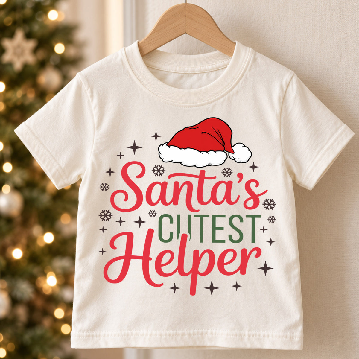 Santa's Cutest Helper Christmas Shirt, Cute Festive Holiday Kids Tee, Sweet Winter Outfit for Baby, Christmas Gift for Little Ones — product view 5