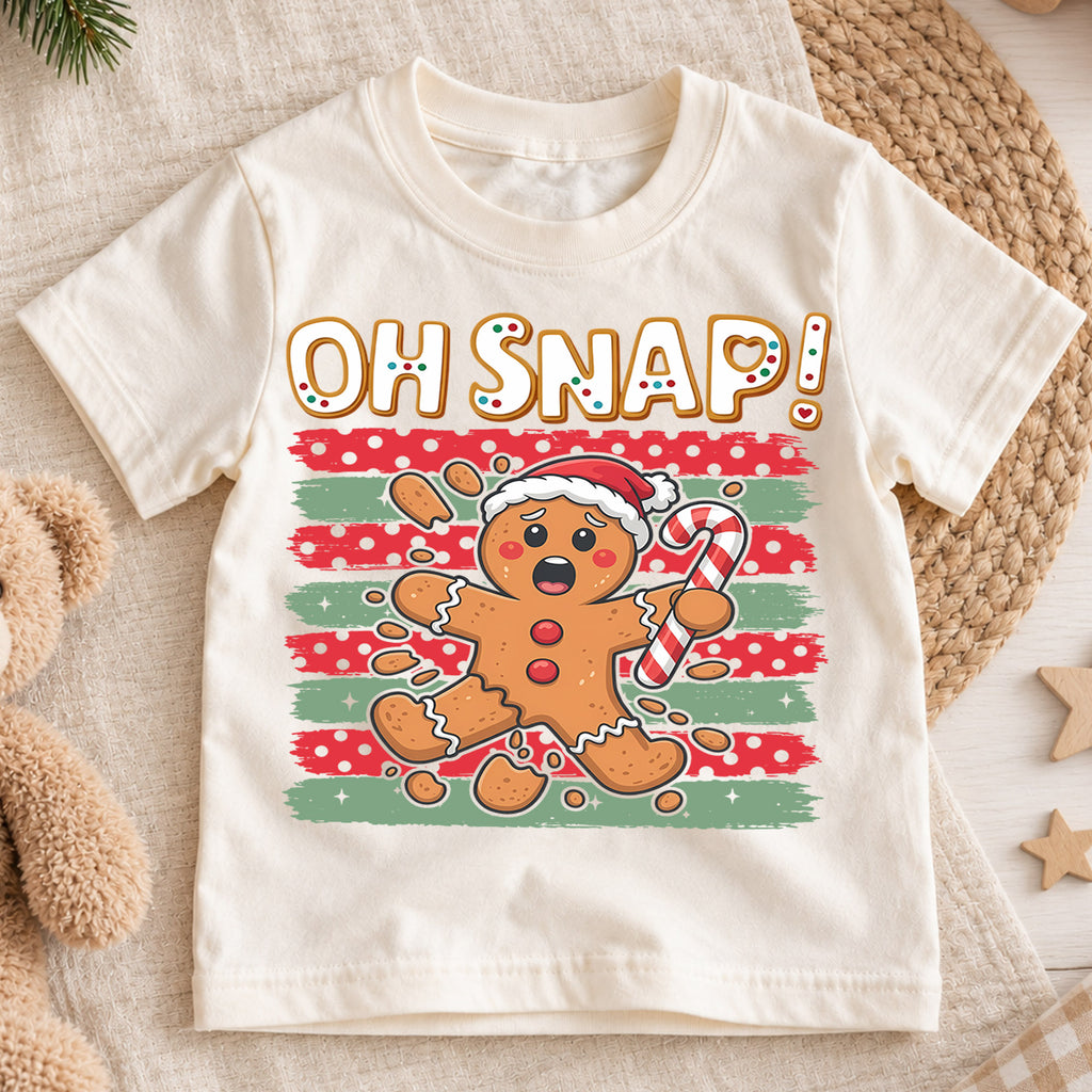 Oh Snap Broken Gingerbread Man Christmas Shirt, Cute Cookie Holiday Kids Tee, Funny Festive Winter Outfit, Christmas Gift for Kids — product view 1