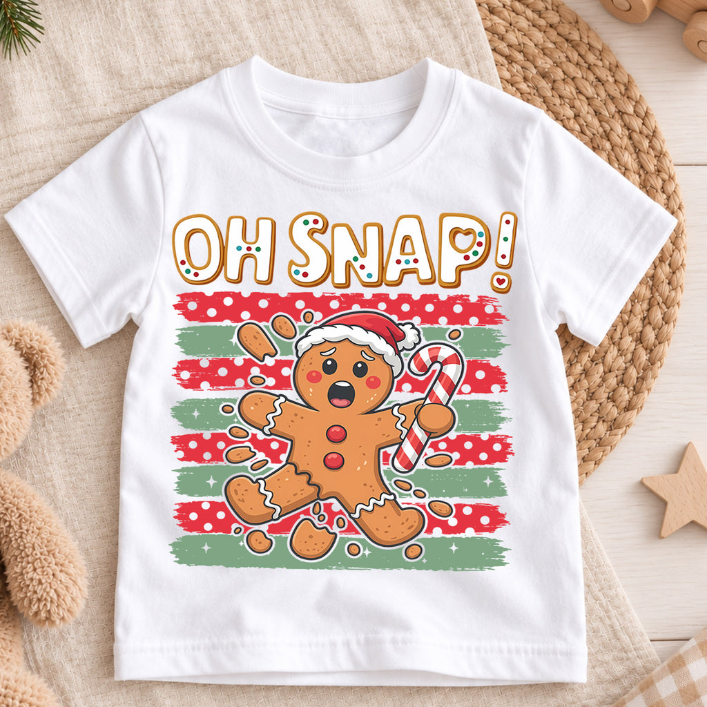 Oh Snap Broken Gingerbread Man Christmas Shirt, Cute Cookie Holiday Kids Tee, Funny Festive Winter Outfit, Christmas Gift for Kids — product view 3