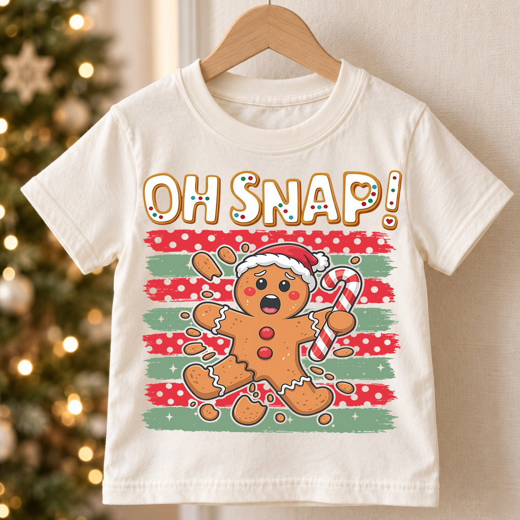 Oh Snap Broken Gingerbread Man Christmas Shirt, Cute Cookie Holiday Kids Tee, Funny Festive Winter Outfit, Christmas Gift for Kids — product view 5