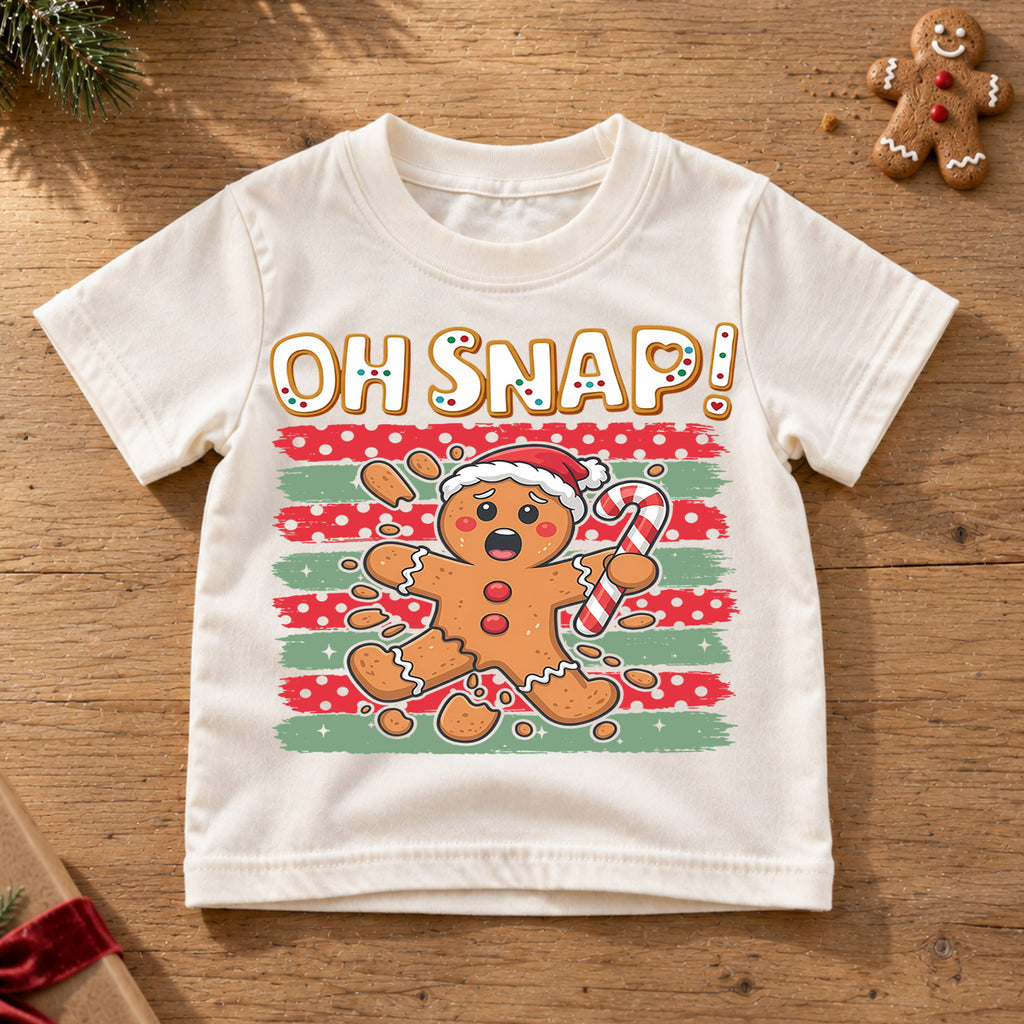 Oh Snap Broken Gingerbread Man Christmas Shirt, Cute Cookie Holiday Kids Tee, Funny Festive Winter Outfit, Christmas Gift for Kids — product view 6