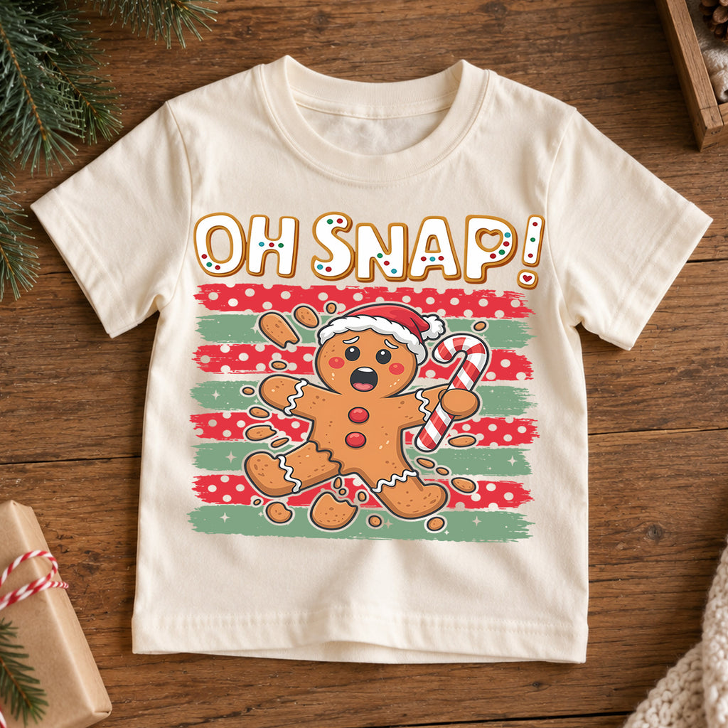 Oh Snap Broken Gingerbread Man Christmas Shirt, Cute Cookie Holiday Kids Tee, Funny Festive Winter Outfit, Christmas Gift for Kids — product view 7