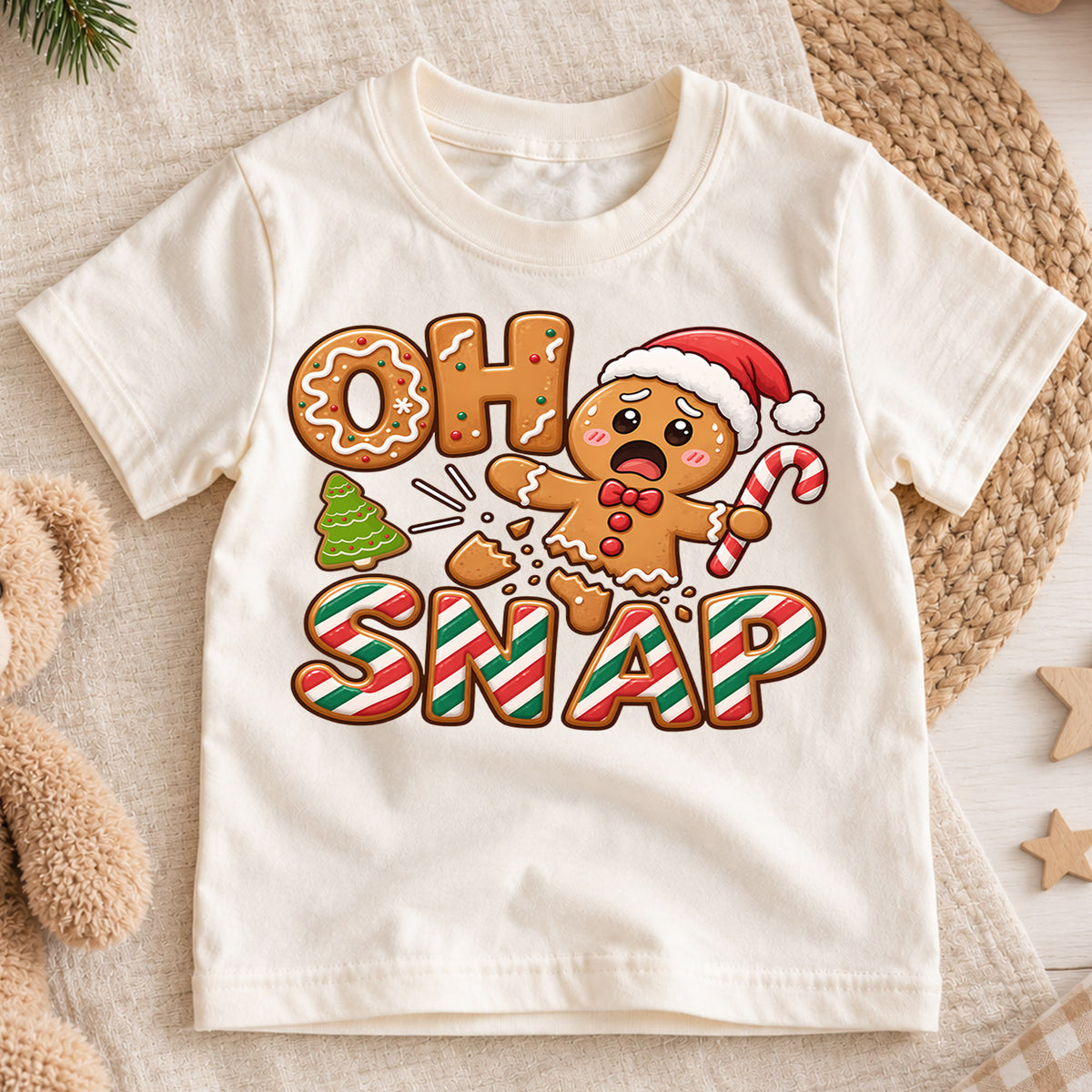Oh Snap Funny Gingerbread Christmas Shirt, Broken Cookie Holiday Tee, Festive Winter Top, Funny Gingerbread Cookie Outfit, Gift For Kids — product view 1