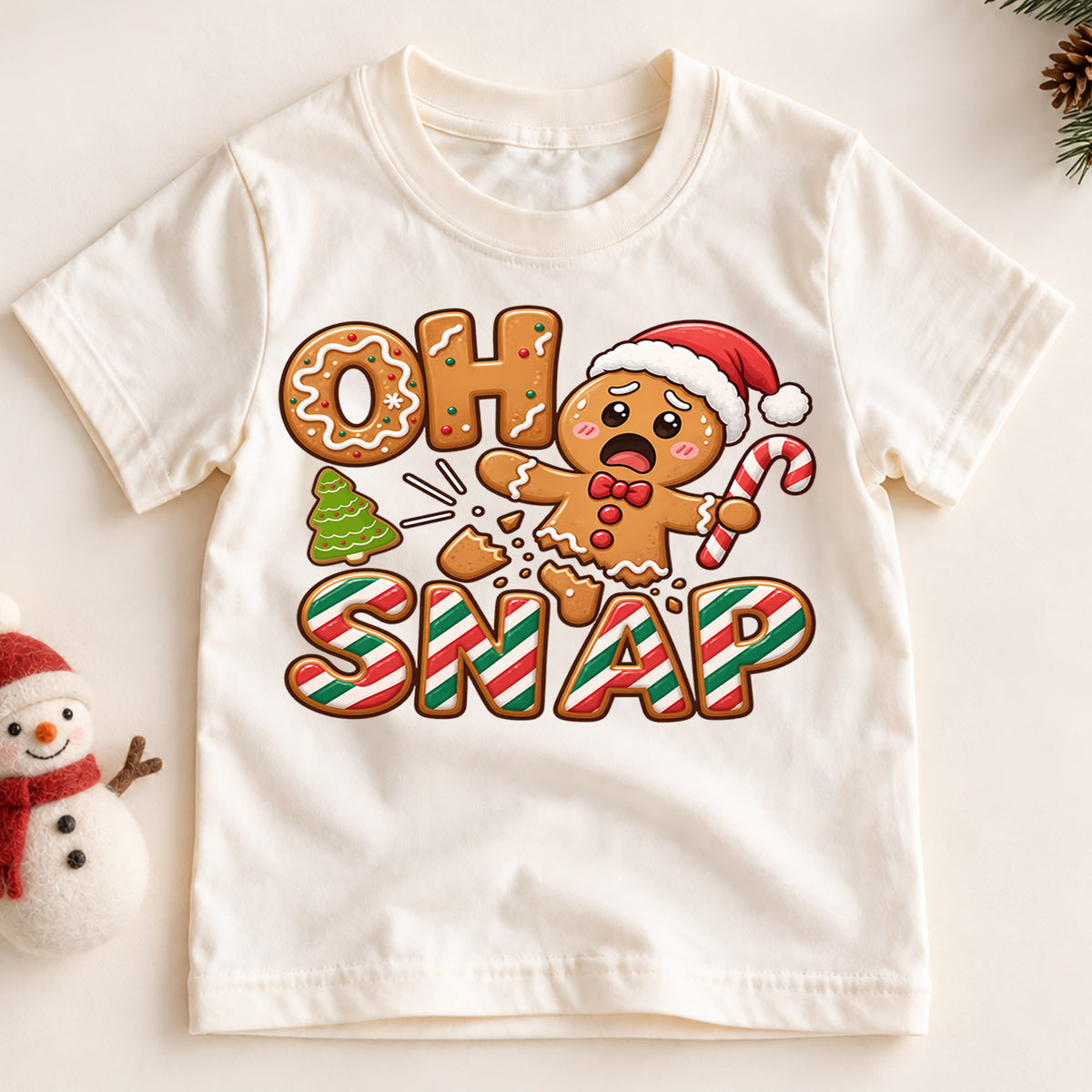 Oh Snap Funny Gingerbread Christmas Shirt, Broken Cookie Holiday Tee, Festive Winter Top, Funny Gingerbread Cookie Outfit, Gift For Kids — product view 2