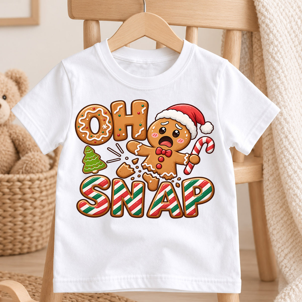 Oh Snap Funny Gingerbread Christmas Shirt, Broken Cookie Holiday Tee, Festive Winter Top, Funny Gingerbread Cookie Outfit, Gift For Kids — product view 4