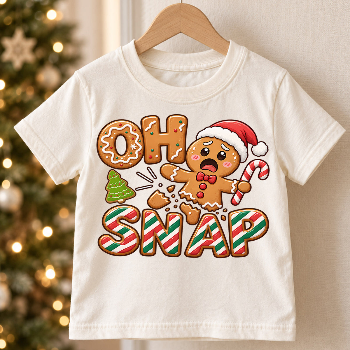 Oh Snap Funny Gingerbread Christmas Shirt, Broken Cookie Holiday Tee, Festive Winter Top, Funny Gingerbread Cookie Outfit, Gift For Kids — product view 5