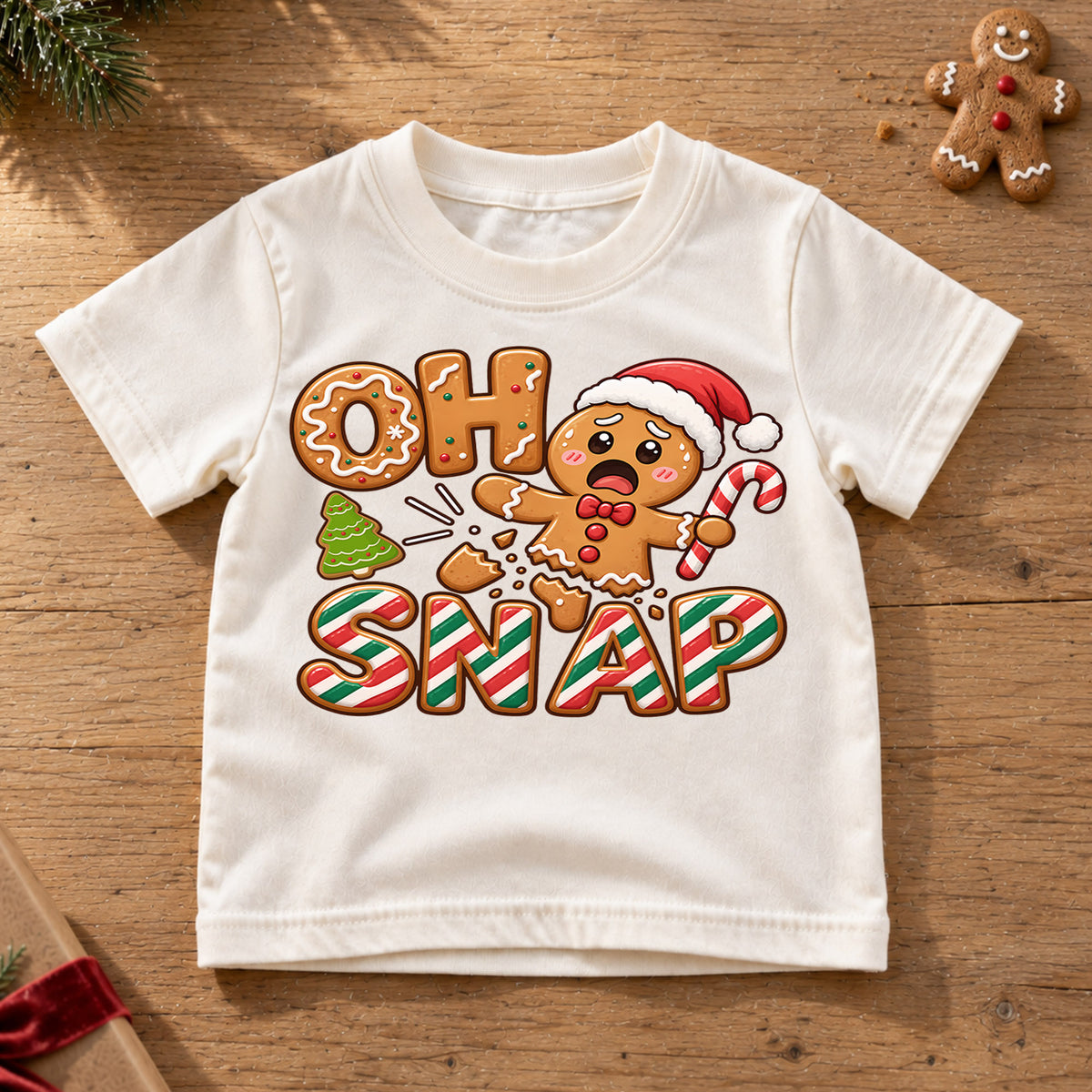 Oh Snap Funny Gingerbread Christmas Shirt, Broken Cookie Holiday Tee, Festive Winter Top, Funny Gingerbread Cookie Outfit, Gift For Kids — product view 6