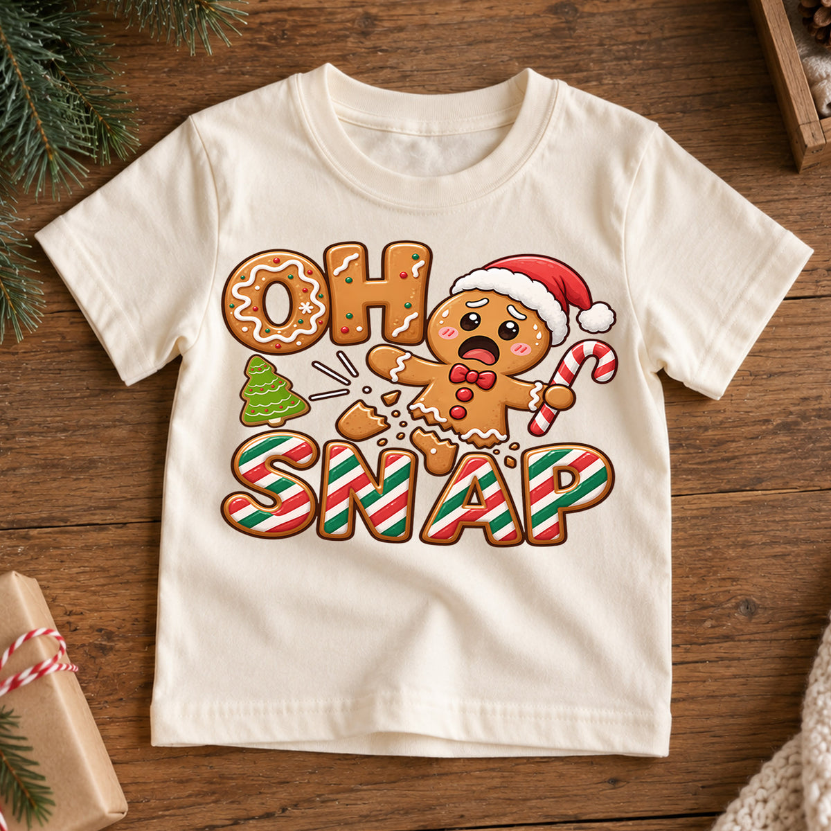 Oh Snap Funny Gingerbread Christmas Shirt, Broken Cookie Holiday Tee, Festive Winter Top, Funny Gingerbread Cookie Outfit, Gift For Kids — product view 7