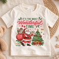It's the Most Wonderful Time Santa and Tree Shirt, Festive Christmas Kids Tee, Cute Winter Holiday Outfit, Christmas Gift for Toddlers — product view 1