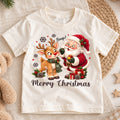 Cute Boop Santa and Reindeer Christmas Shirt, Holiday Animal Kids Tee, Festive Winter Outfit, Sweet Holiday Christmas Gift for Kids — product view 1
