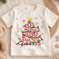 Cute Candy Cane Christmas Tree Shirt, Holiday Lights Kids Tee, Festive Winter Holiday Graphic Top, Sweet Christmas Gift for Children — product view 1