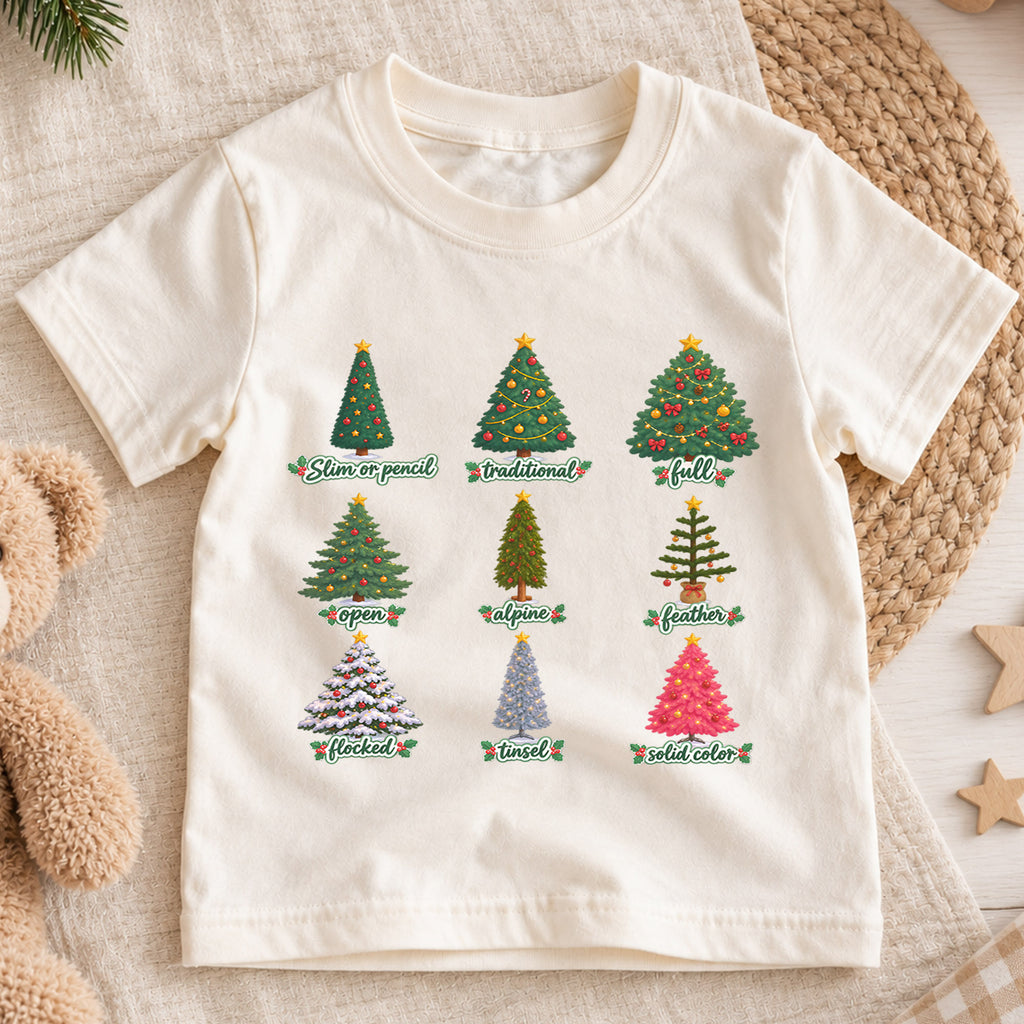 Christmas Tree Guide Shirt, Types Of Christmas Trees Tee, Cute Botanical Holiday Shirt, Vintage Christmas Tree Shirt, Xmas Gift Tee (135 ký tự) — product view 1