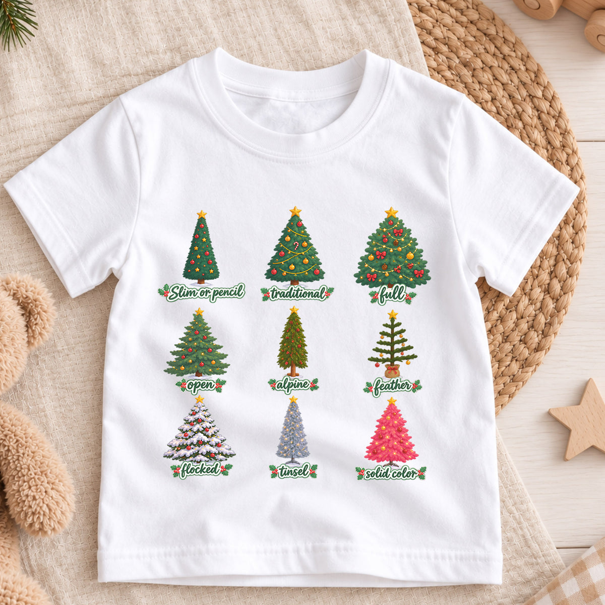 Christmas Tree Guide Shirt, Types Of Christmas Trees Tee, Cute Botanical Holiday Shirt, Vintage Christmas Tree Shirt, Xmas Gift Tee (135 ký tự) — product view 3