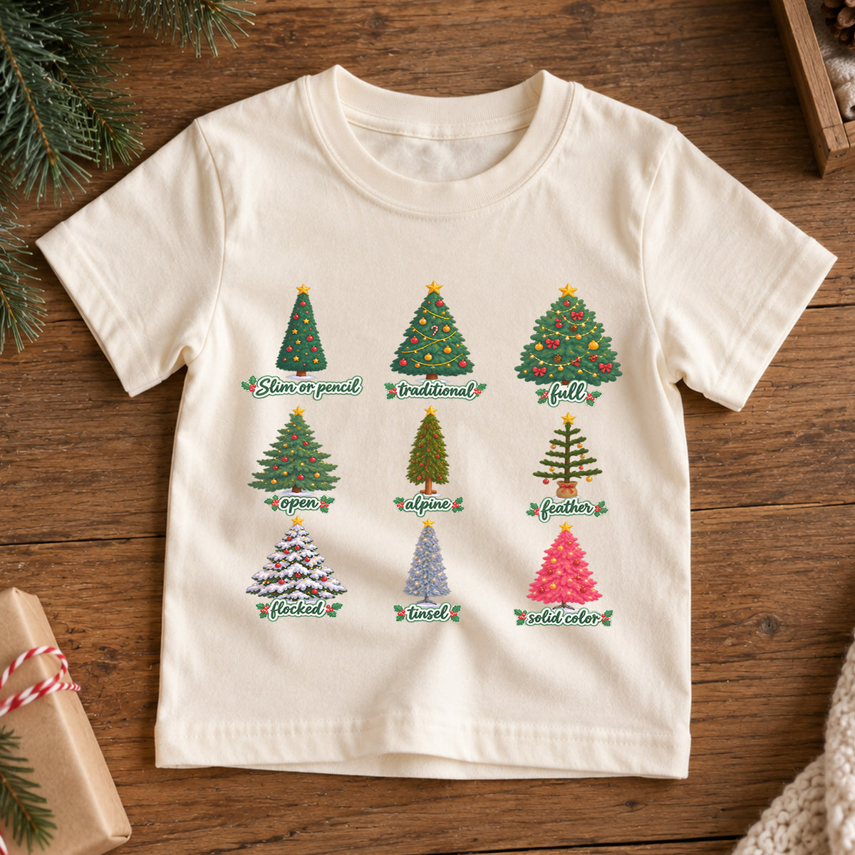 Christmas Tree Guide Shirt, Types Of Christmas Trees Tee, Cute Botanical Holiday Shirt, Vintage Christmas Tree Shirt, Xmas Gift Tee (135 ký tự) — product view 7