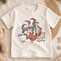 Christmas Farm Animals Kids Shirt, Cute Cow Sheep Goat Goose Chicken Tee, Farmhouse Holiday Outfit for Boys Girls, Christmas Gift for Kids — product view 1