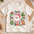 Tis the Season Kids Christmas Shirt, Cute Santa Reindeer Tee, Christmas Tree Holiday Shirt, Toddler Xmas Outfit, Festive Christmas Gift — product view 1
