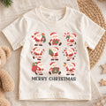 Santa Bow Christmas Kids Shirt, Snowman Hot Cocoa Tree Tee, Cute Red Green Holiday Collage Outfit for Boys Girls, Christmas Gift for Kids — product view 1