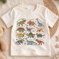 Dinosaur Christmas Kids Shirt, T Rex Triceratops Stegosaurus Tee, Santa Hat Dino Holiday Outfit for Boys Girls, Educational Christmas Gift — product view 1