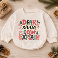 Dear Santa I Can Explain Baby Romper, Funny Christmas Quote Outfit, Toddler Holiday Romper, Cute 1st Christmas Gift — product view 1