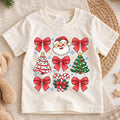 Merry Christmas Kids Shirt, Cute Santa Christmas Collage Tee, Red Bow Holiday Shirt for Boys and Girls, Festive Christmas Outfit and Gift — product view 1