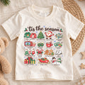 Tis the Season Kids Christmas Shirt, Holiday Favorites Christmas Tee, Santa Snowman Hot Cocoa Shirt for Kids, Cozy Festive Christmas Outfit — product view 1