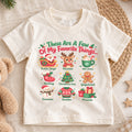Favorite Things Christmas Shirt for Kids, Santa Reindeer Holiday T Shirt, Cute Xmas Outfit, Festive Christmas Gift for Boys and Girls — product view 1