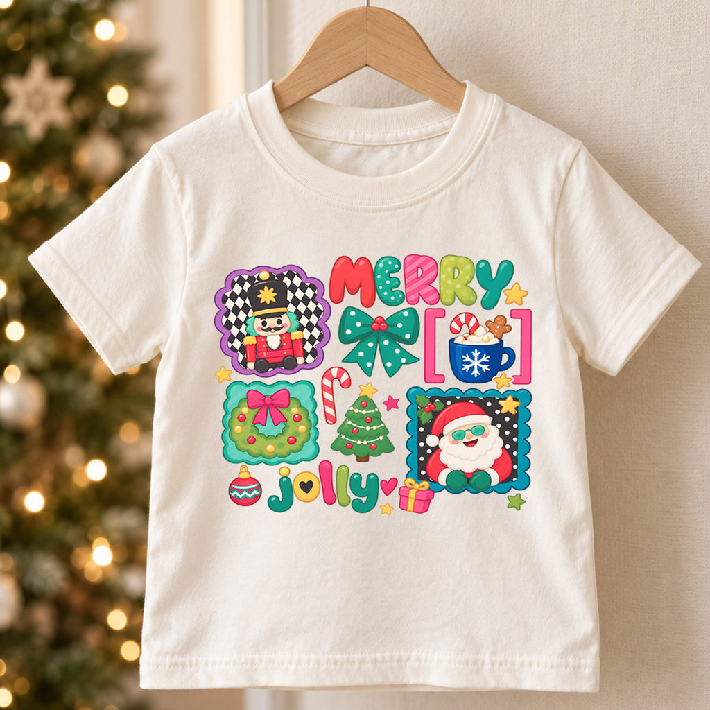 Merry Jolly Christmas Kids Shirt, Cute Santa Nutcracker Holiday T Shirt, Christmas Outfit for Kids, Festive Xmas Gift for Children — product view 5