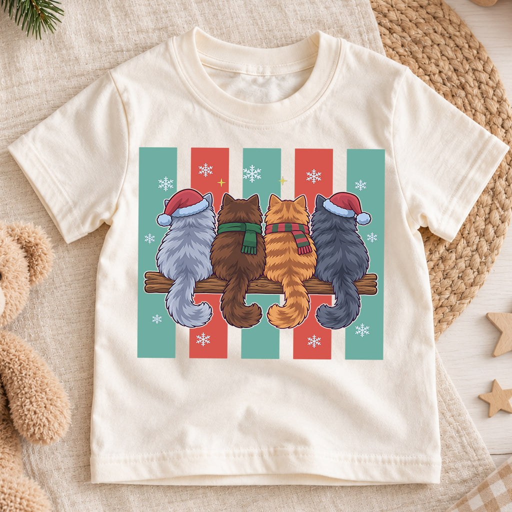 Christmas Cats Kids Shirt, Cute Santa Hat Cat Holiday T Shirt, Christmas Outfit for Kids, Festive Xmas Gift for Boys and Girls 2026 — product view 1
