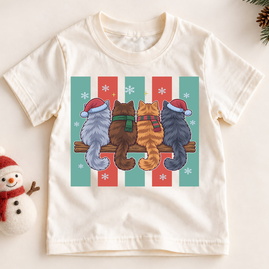 Christmas Cats Kids Shirt, Cute Santa Hat Cat Holiday T Shirt, Christmas Outfit for Kids, Festive Xmas Gift for Boys and Girls 2026 — product view 2