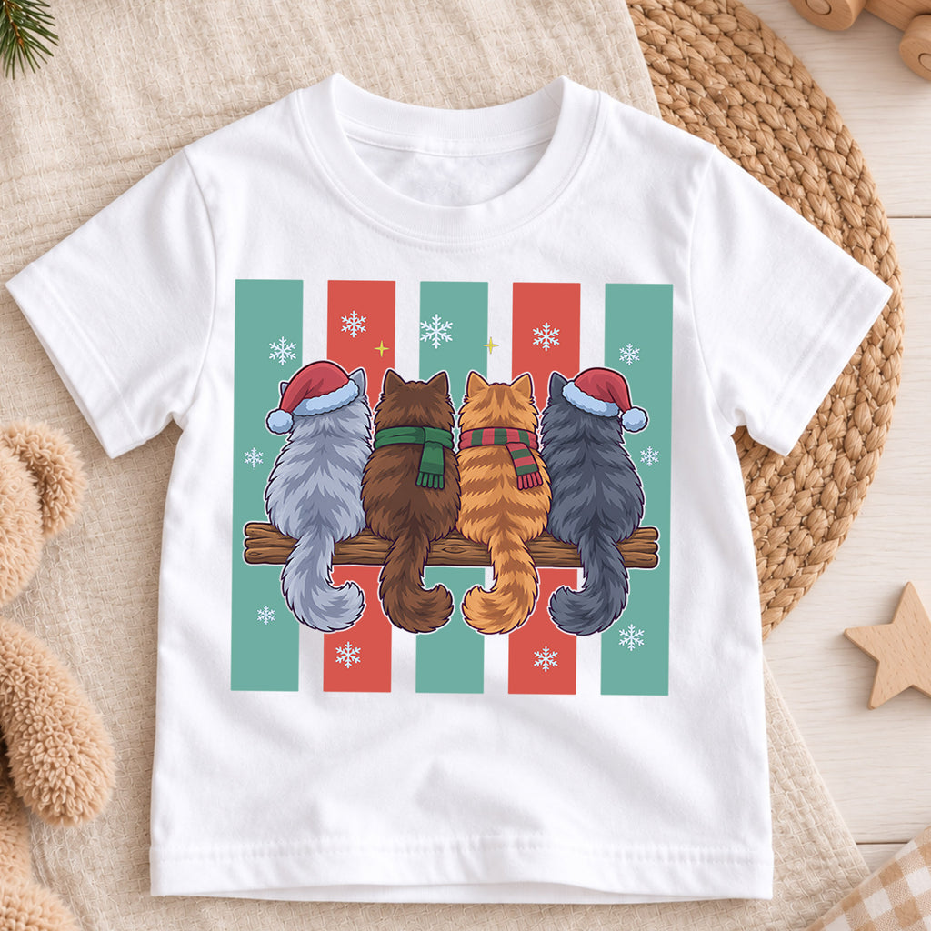 Christmas Cats Kids Shirt, Cute Santa Hat Cat Holiday T Shirt, Christmas Outfit for Kids, Festive Xmas Gift for Boys and Girls 2026 — product view 3