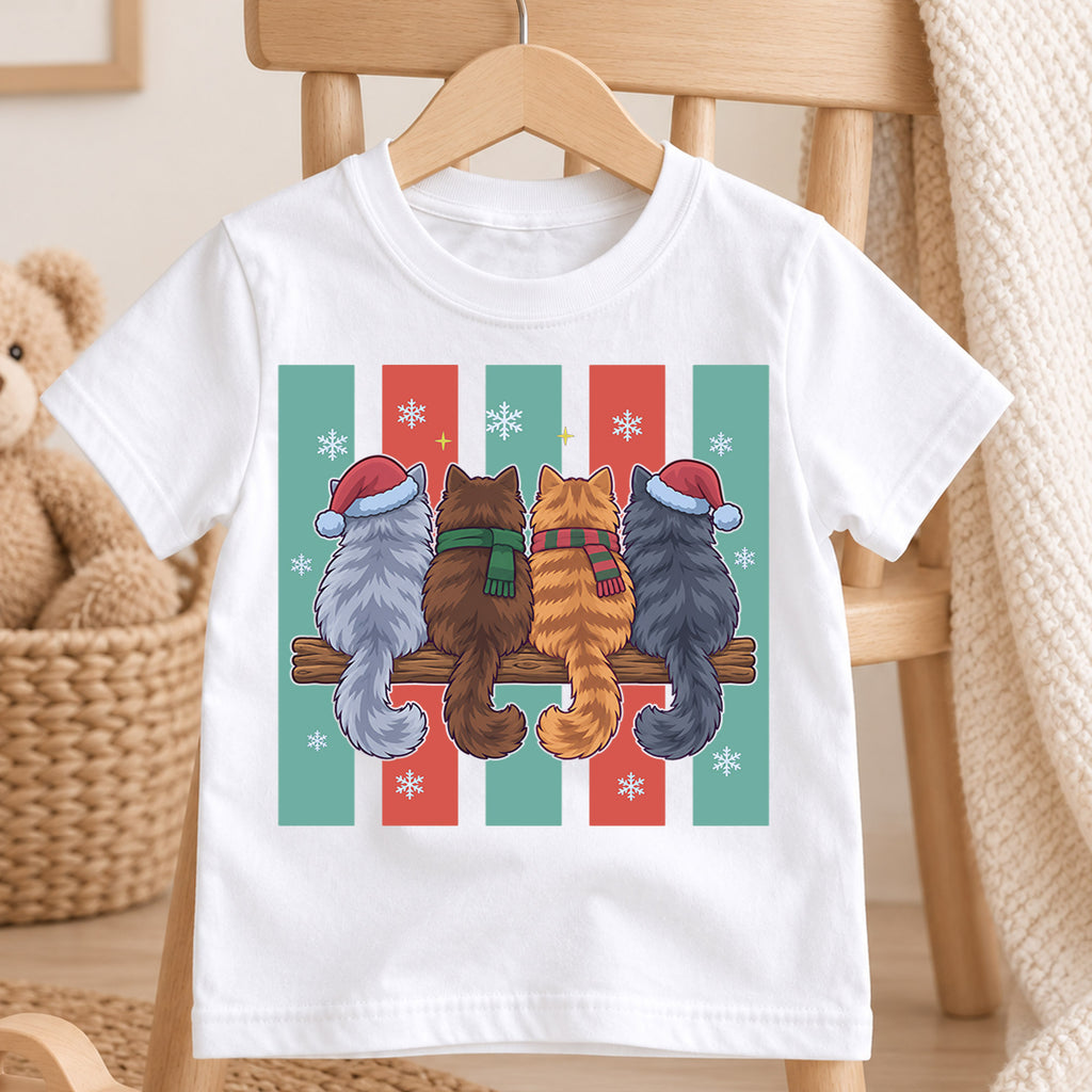 Christmas Cats Kids Shirt, Cute Santa Hat Cat Holiday T Shirt, Christmas Outfit for Kids, Festive Xmas Gift for Boys and Girls 2026 — product view 4