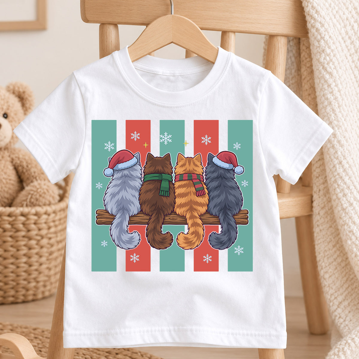 Christmas Cats Kids Shirt, Cute Santa Hat Cat Holiday T Shirt, Christmas Outfit for Kids, Festive Xmas Gift for Boys and Girls 2026 — product view 4