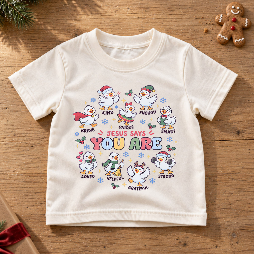 Santa's Silliest Goose Kids Christmas Shirt, Funny Goose Holiday Tee, Cute Christmas Outfit for Kids, Festive Xmas Gift for Children — product view 6