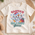 Santa's Silliest Goose Christmas Kids T Shirt, Funny Goose Holiday Shirt, Cute Candy Cane Xmas Outfit, Festive Gift for Kids — product view 1