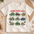 Jesus Says I Am Kids Christmas Shirt, Christian Tractor Holiday Tee, Festive Christmas Outfit, Holiday Gift for Boys Holiday Gift Idea — product view 1