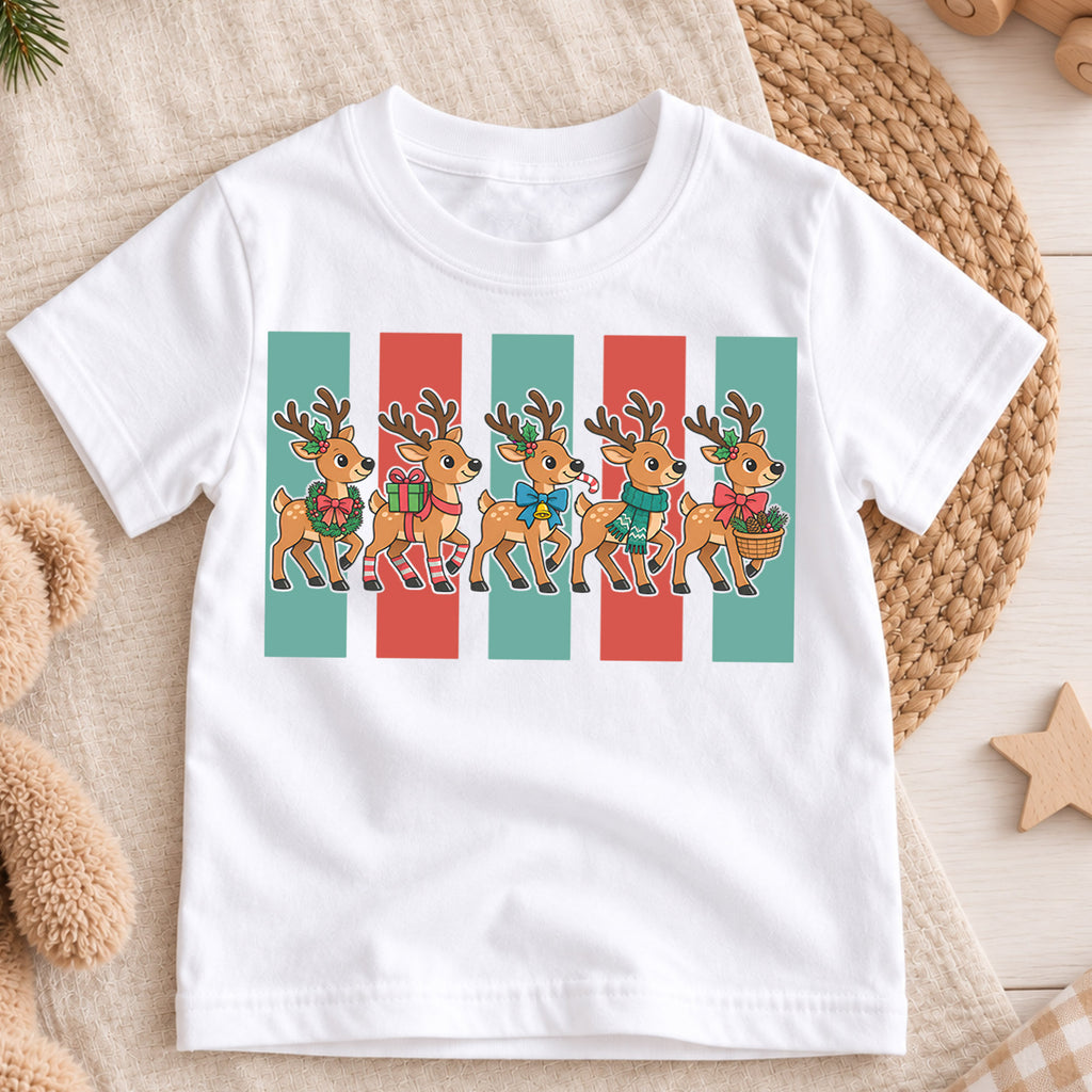 Christmas Reindeer Parade Kids Shirt, Retro Holiday Deer Tee, Cute Festive Outfit, Christmas Gift for Children Cute Christmas Gift Idea — product view 3