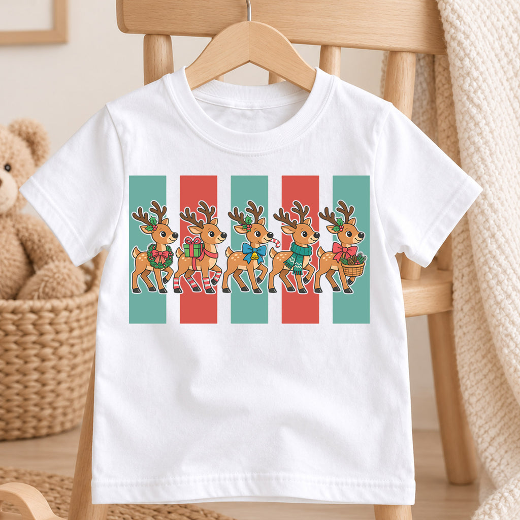 Christmas Reindeer Parade Kids Shirt, Retro Holiday Deer Tee, Cute Festive Outfit, Christmas Gift for Children Cute Christmas Gift Idea — product view 4