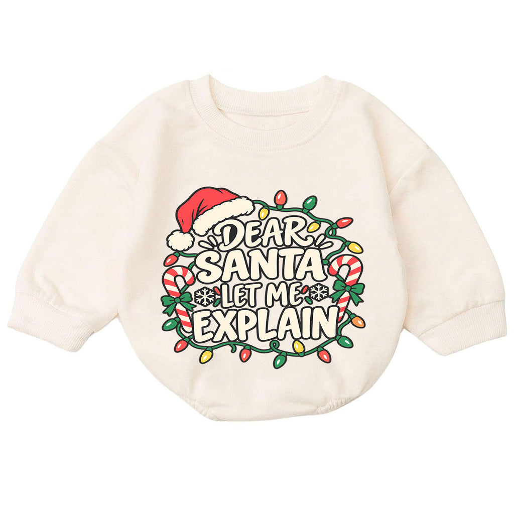 Dear Santa Let Me Explain Baby Romper, Funny Christmas Baby Outfit, Santa Toddler Romper, Cute Holiday Romper, Xmas Gift — product view 7