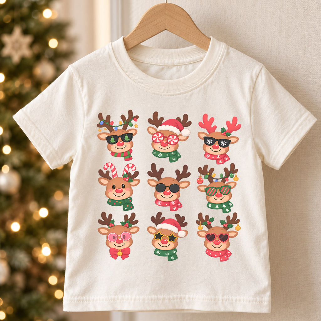 Funny Reindeer Boop Kids Christmas Shirt, Retro Holiday Deer Tee, Festive Christmas Outfit, Holiday Gift for Children Holiday Gift Idea — product view 5
