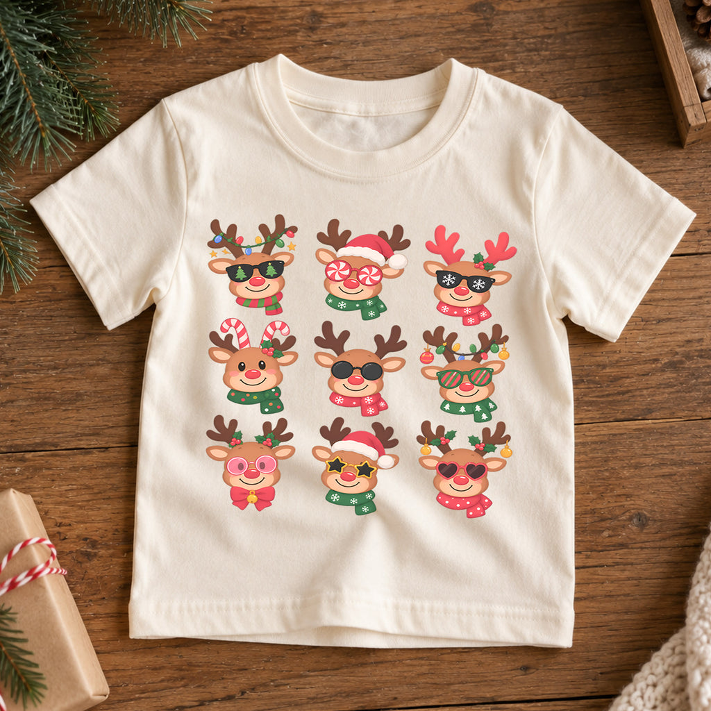 Funny Reindeer Boop Kids Christmas Shirt, Retro Holiday Deer Tee, Festive Christmas Outfit, Holiday Gift for Children Holiday Gift Idea — product view 7
