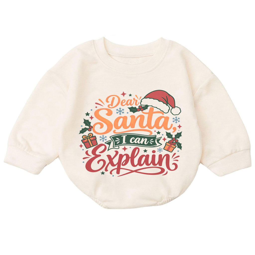 Dear Santa I Can Explain Baby Romper, Funny Christmas Baby Outfit, Santa Toddler Romper, Cute Holiday Outfit, Xmas Gift for Baby — product view 7